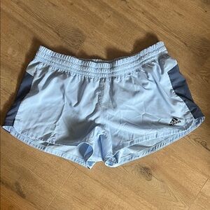 adidas Light Blue Athletic Shorts with Dark Side Panels